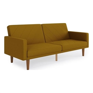 dhp mathias futon and sofa bed with usb port in mustard linen