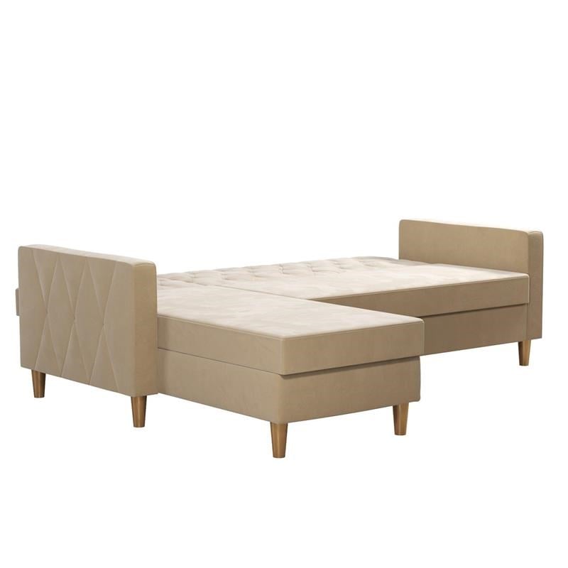 CosmoLiving by Cosmopolitan Liberty Reversible Sectional/Futon in Ivory Velvet