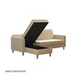 CosmoLiving by Cosmopolitan Liberty Reversible Sectional/Futon in Ivory Velvet