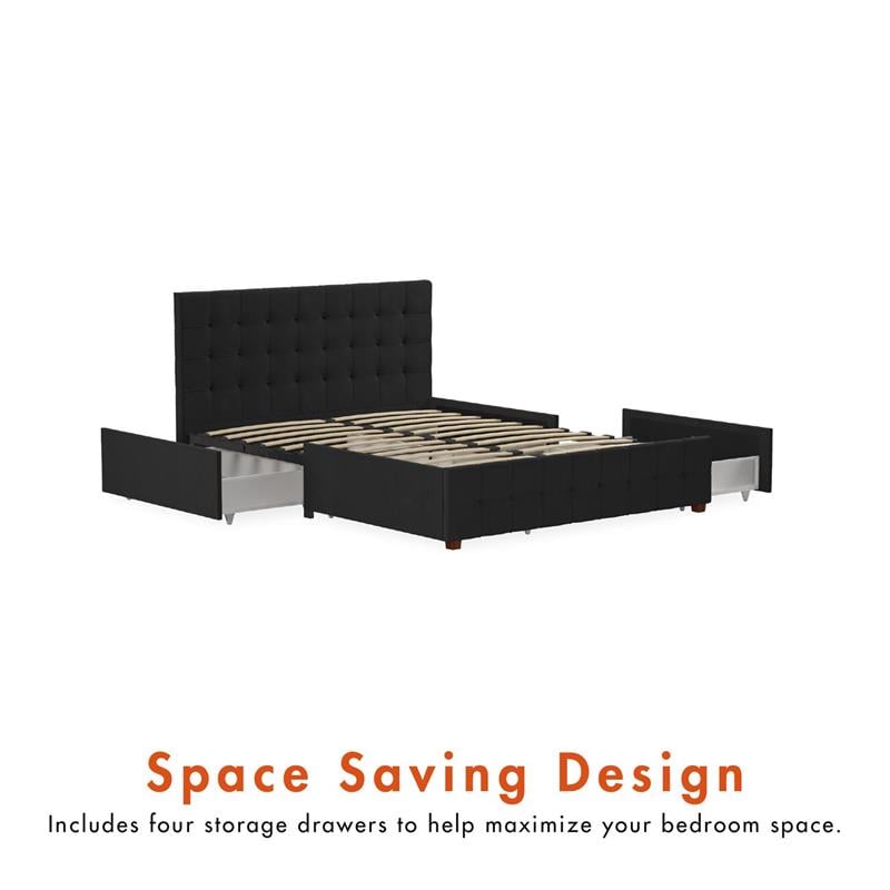 CosmoLiving by Cosmopolitan Elizabeth Upholstered Bed Queen in Black Velvet