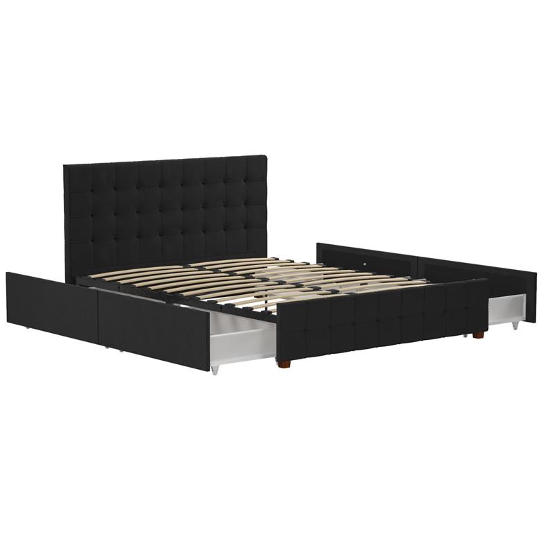 CosmoLiving by Cosmopolitan Elizabeth Upholstered Bed Queen in Black Velvet