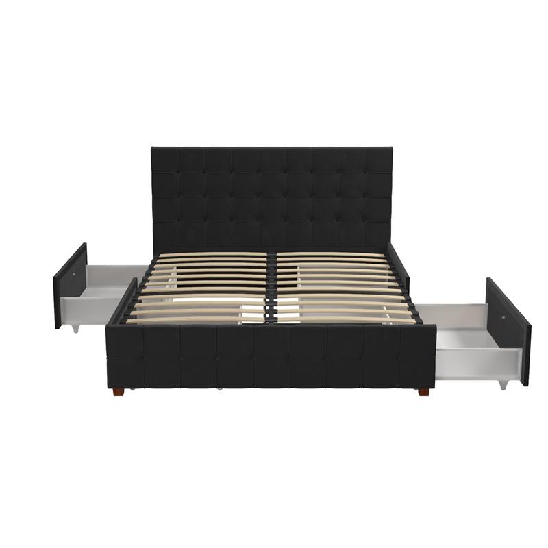 CosmoLiving by Cosmopolitan Elizabeth Upholstered Bed Queen in Black Velvet