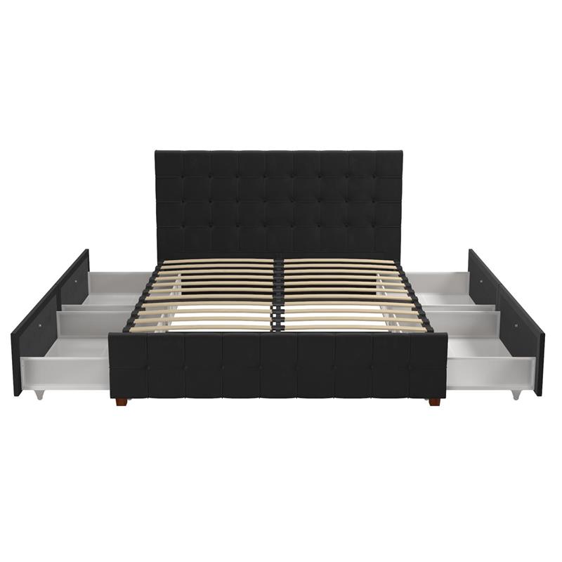 CosmoLiving by Cosmopolitan Elizabeth Upholstered Bed Queen in Black Velvet