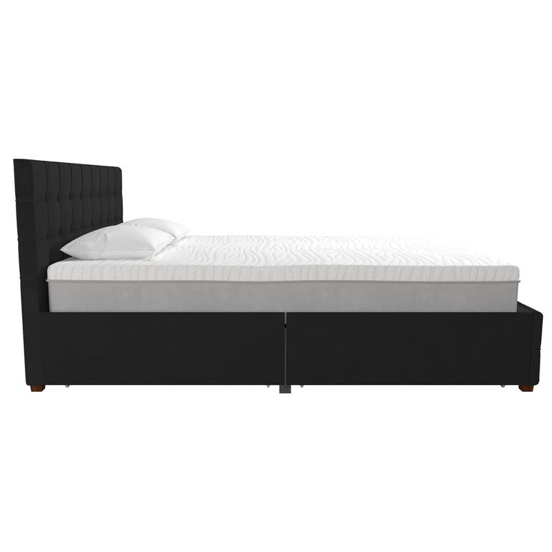 CosmoLiving by Cosmopolitan Elizabeth Upholstered Bed Queen in Black Velvet