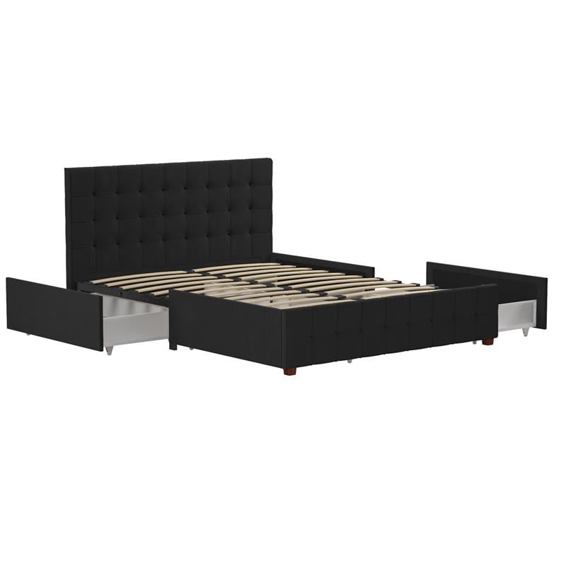 CosmoLiving by Cosmopolitan Elizabeth Upholstered Bed Queen in Black Velvet