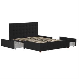 CosmoLiving by Cosmopolitan Elizabeth Upholstered Bed Queen in Black Velvet
