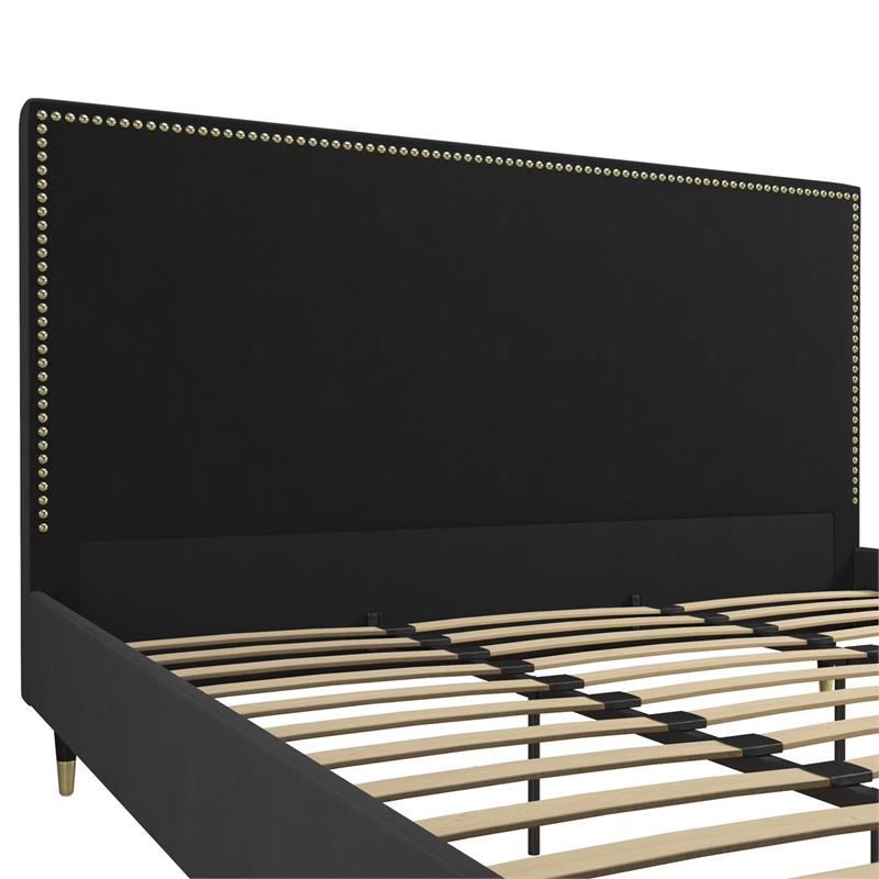 CosmoLiving by Cosmopolitan Audrey Upholstered Bed King in Black Velvet