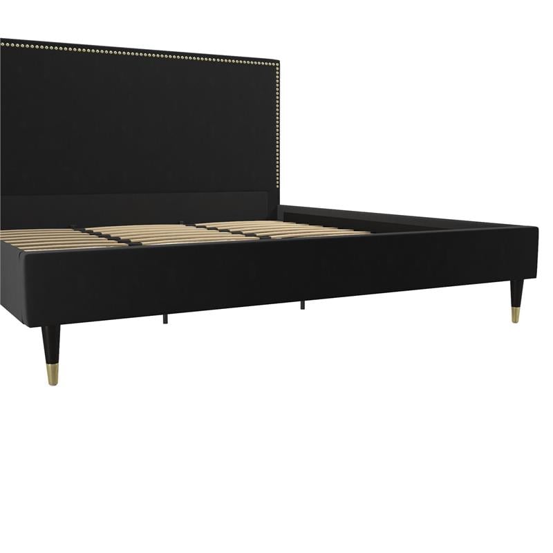 CosmoLiving by Cosmopolitan Audrey Upholstered Bed King in Black Velvet