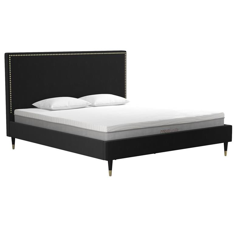 CosmoLiving by Cosmopolitan Audrey Upholstered Bed King in Black Velvet