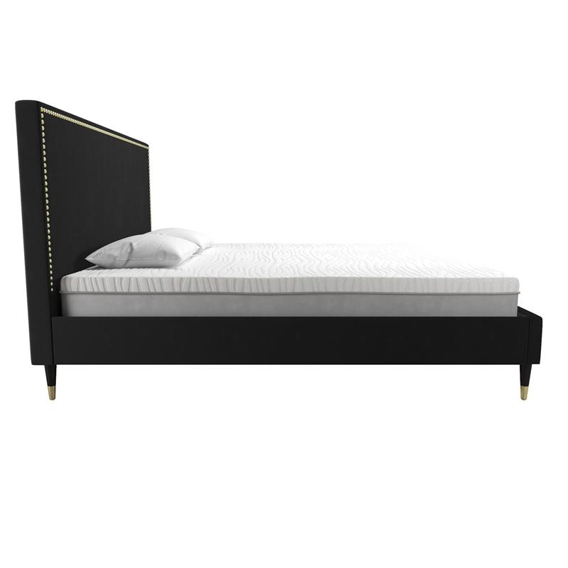 CosmoLiving by Cosmopolitan Audrey Upholstered Bed King in Black Velvet