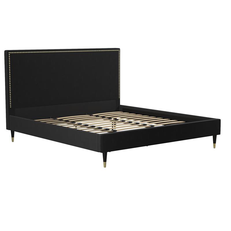 CosmoLiving by Cosmopolitan Audrey Upholstered Bed King in Black Velvet
