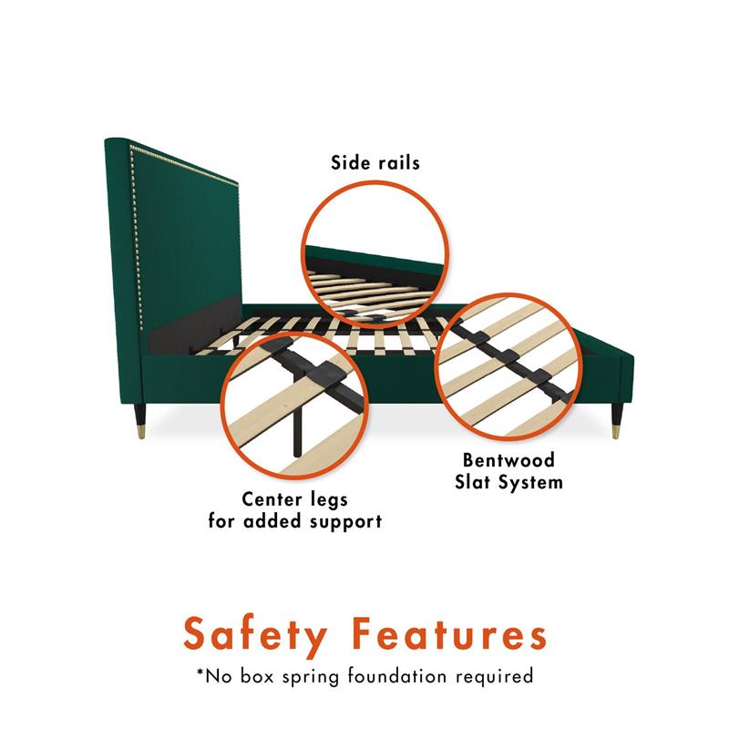 CosmoLiving by Cosmopolitan Audrey Upholstered Bed King in Emerald Green Velvet Cymax Business