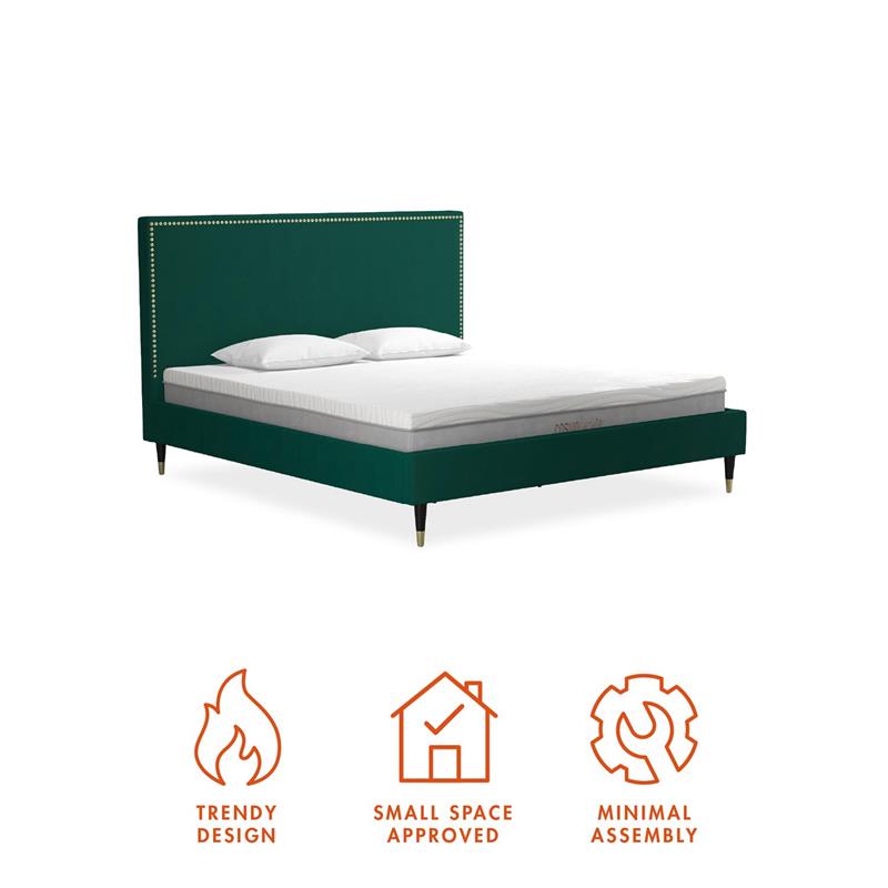 CosmoLiving by Cosmopolitan Audrey Upholstered Bed King in Emerald