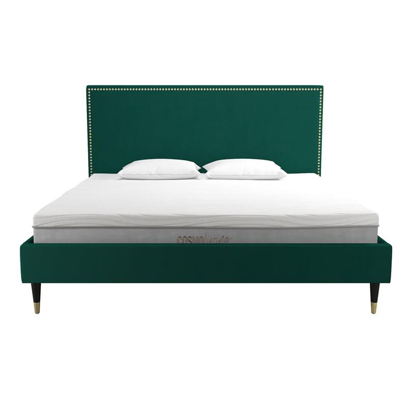 CosmoLiving by Cosmopolitan Audrey Upholstered Bed King in Emerald Green Velvet