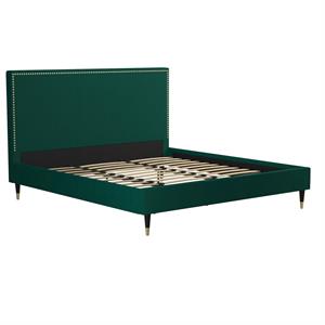 CosmoLiving by Cosmopolitan Audrey Upholstered Bed King in Emerald Green Velvet