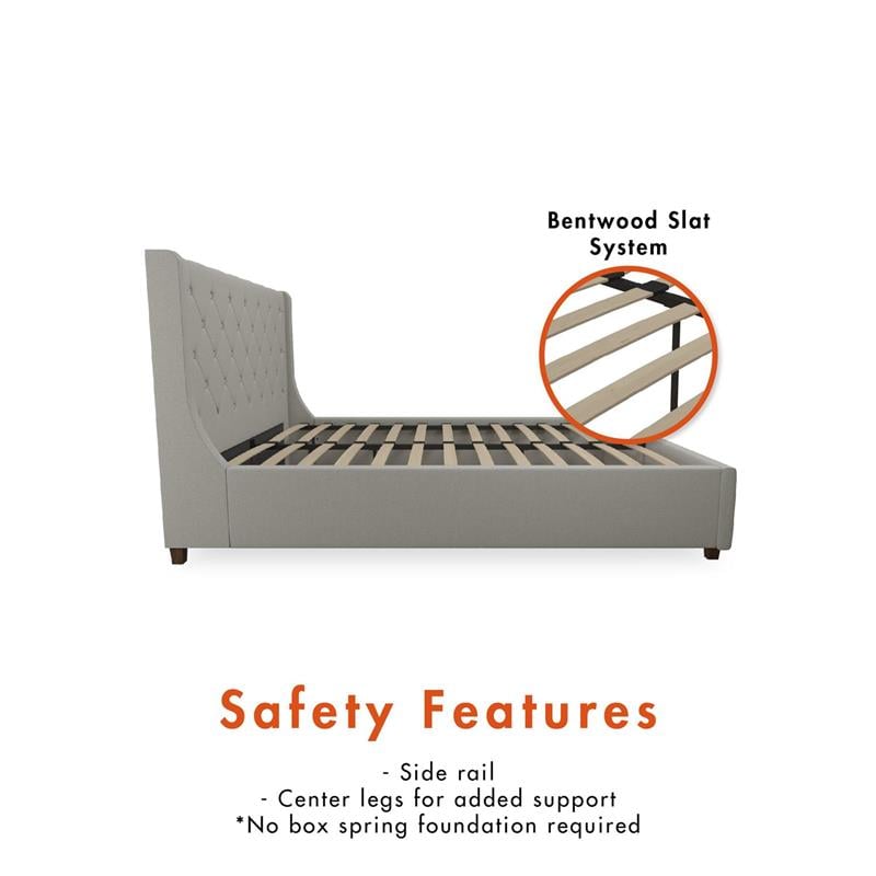 CosmoLiving by Cosmopolitan Mercer Upholstered Bed in Light Grey Linen in Queen