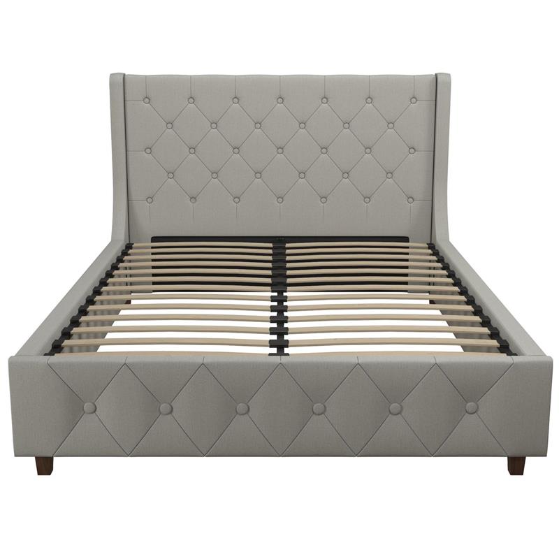 CosmoLiving by Cosmopolitan Mercer Upholstered Bed in Light Grey Linen in Queen
