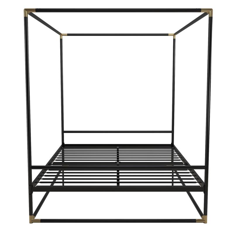 CosmoLiving Celeste Canopy Metal Bed Queen Size Frame in Black/Gold