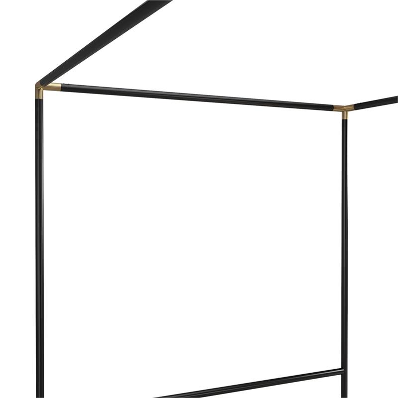 CosmoLiving Celeste Canopy Metal Bed Queen Size Frame in Black/Gold