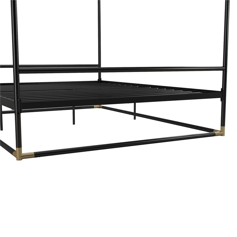 CosmoLiving Celeste Canopy Metal Bed Queen Size Frame in Black/Gold