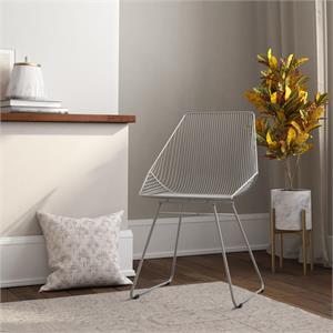 cosmoliving ellis modern metal accent chair in gray metal