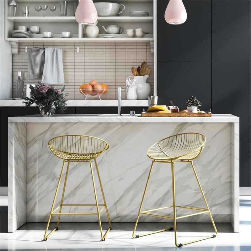 CosmoLiving by Cosmopolitan Ellis Wire Counter Stool in Brass