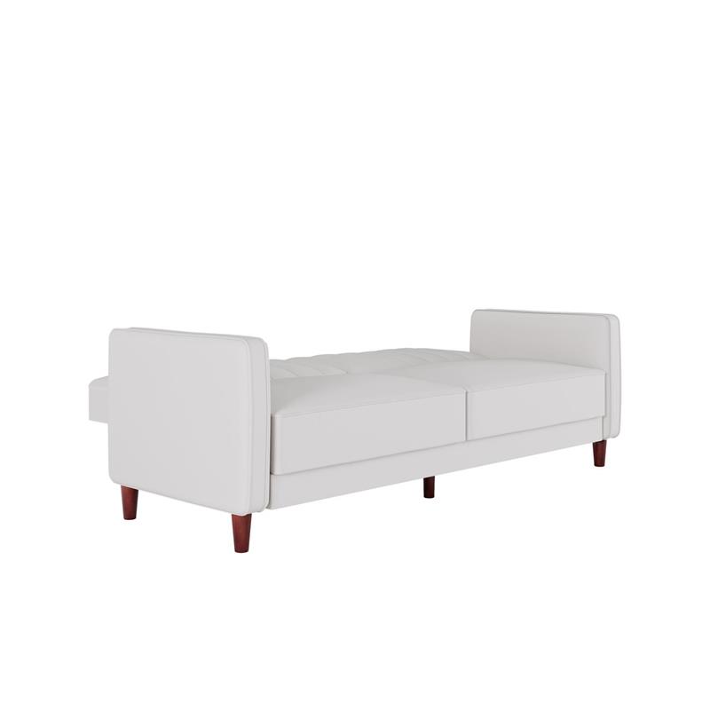 DHP Ivana Tufted Futon and Upholstered Sofa Sleeper Bed in White Faux Leather