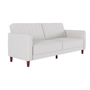 dhp ivana tufted futon and upholstered sofa sleeper bed in white faux leather