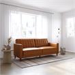 DHP Ivana Tufted Futon and Upholstered Sofa Sleeper Bed in Camel Faux Leather