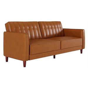 dhp ivana tufted futon and upholstered sofa sleeper bed in camel faux leather