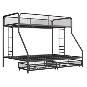 dhp joslin twin/full bunk bed with storage in black metal