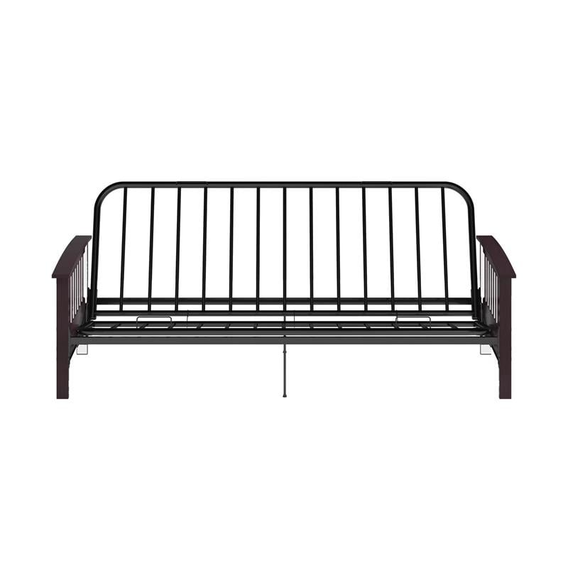 DHP Laurel Full Espresso Wood Arm Futon Frame with 6