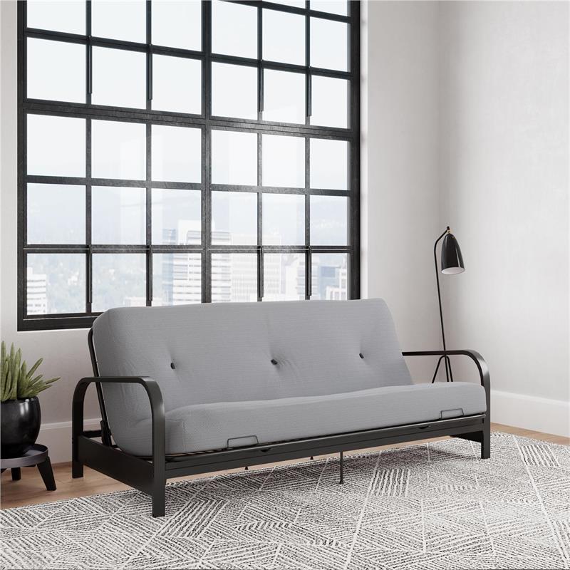 Brax Black Metal Arm Full Futon Frame with 6