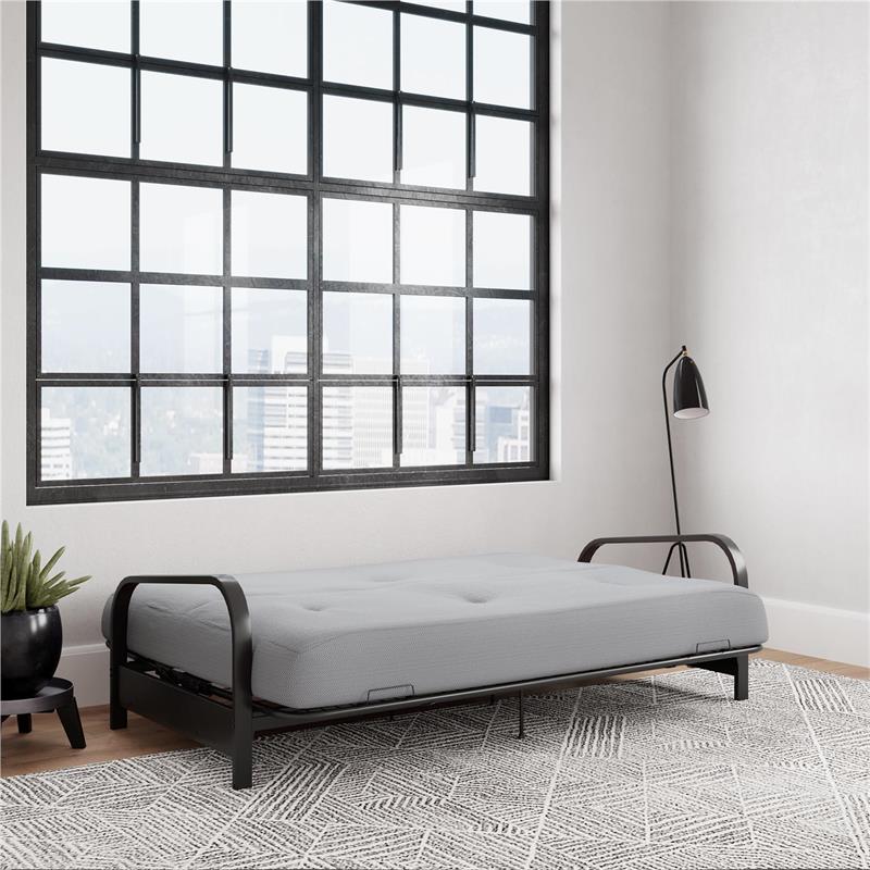 Brax Black Metal Arm Full Futon Frame with 6
