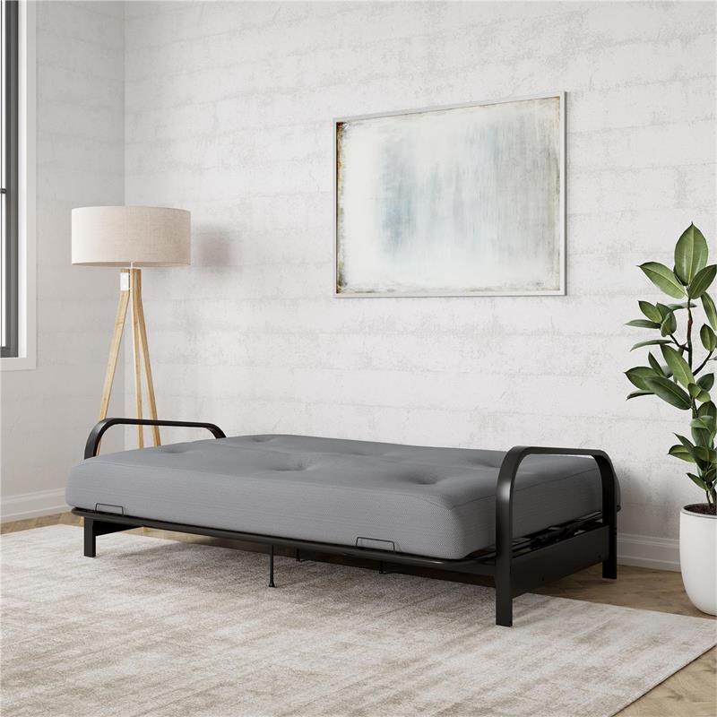 Brax Black Metal Arm Full Futon Frame with 6