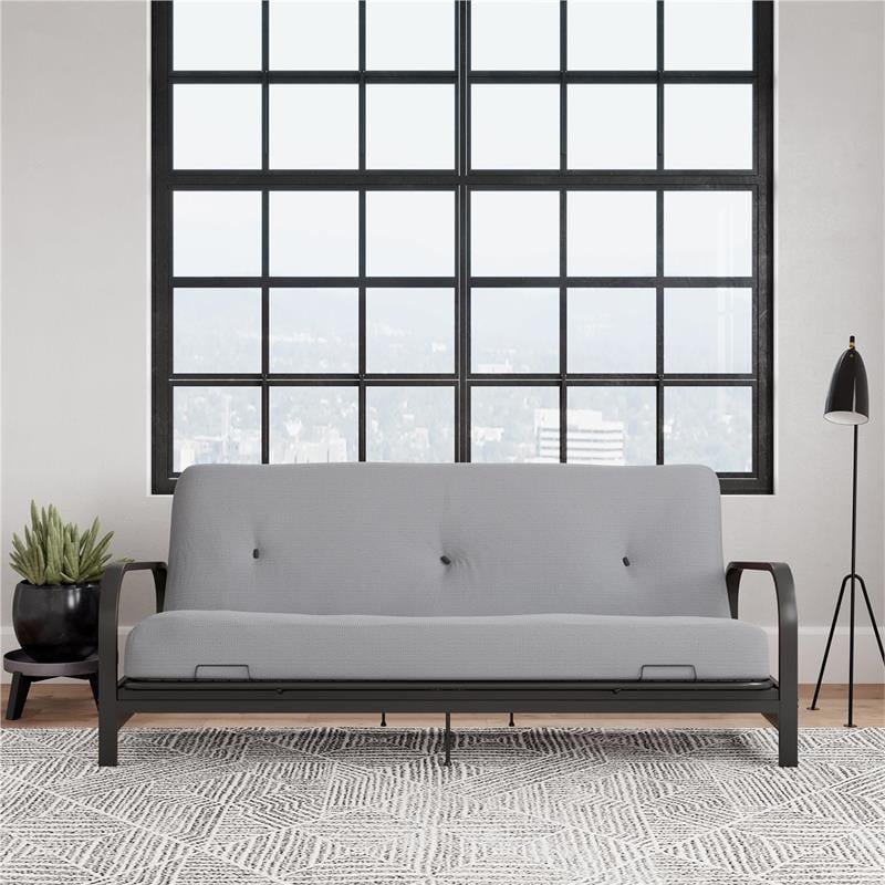 Brax Black Metal Arm Full Futon Frame with 6