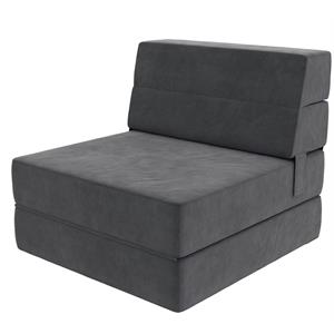 DHP Comfy Flip Out Chair and Sleeper Convertible 3-in-1 Design in Dark Gray
