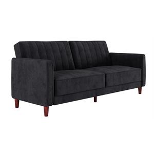 DHP Ivana Tufted Futon and Upholstered Sofa Sleeper Bed in Black Velvet