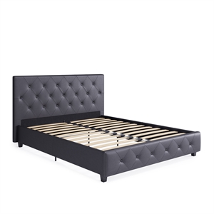 dhp dakota upholstered platform bed full size frame in gray faux leather