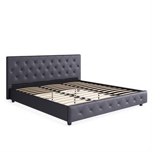 dhp dakota upholstered platform bed king size frame in gray faux leather