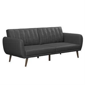 novogratz brittany futon convertible sofa & couch in gray faux leather