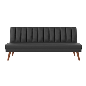novogratz brittany armless futon sofa lounger and sleeper in black faux leather