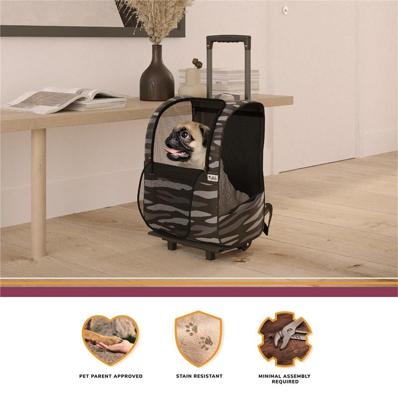 Ollie & Hutch Kaya Pet Carrier Trolley for Travel in Camo