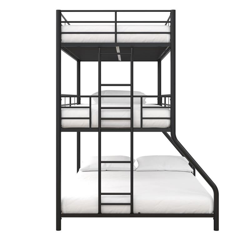 Max & Finn Altona Metal Triple Bunk Bed Bed for Kids Twin/Twin/Full in Black