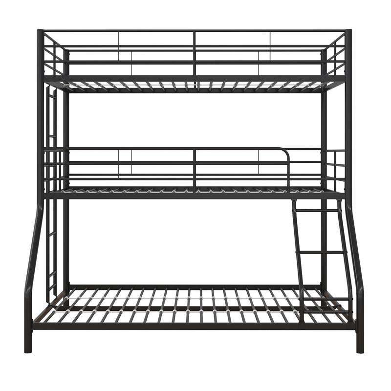Max & Finn Altona Metal Triple Bunk Bed Bed for Kids Twin/Twin/Full in Black