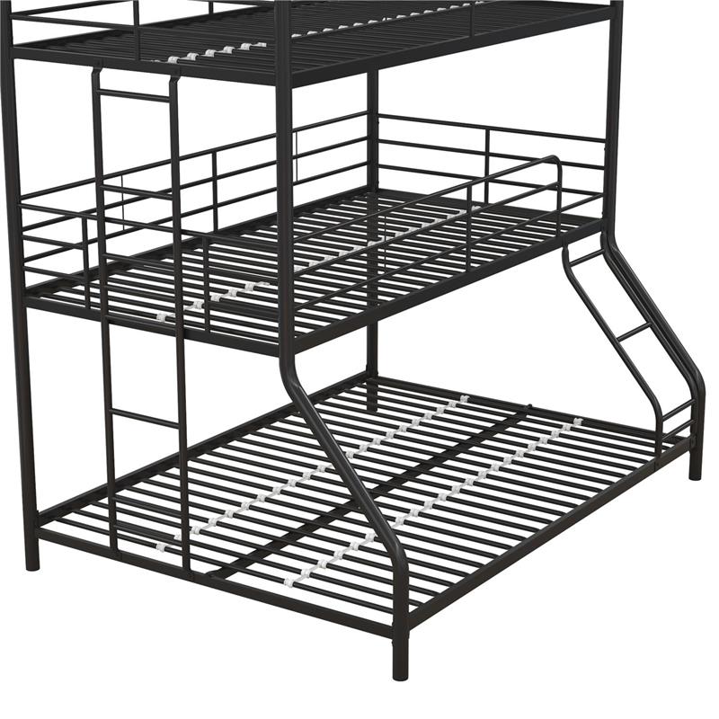 Max & Finn Altona Metal Triple Bunk Bed Bed for Kids Twin/Twin/Full in Black