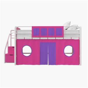 Star Curtain Set for Kids Loft bed in Pink & Purple