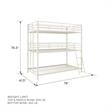 Max & Finn Altona Metal Triple Bunk Bed Bed for Kids Twin/Twin/Twin in White