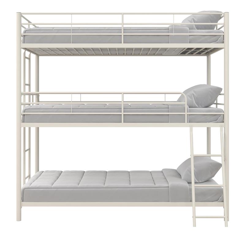Max & Finn Altona Metal Triple Bunk Bed Bed for Kids Twin/Twin/Twin in White
