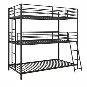max & finn altona metal triple bunk bed bed for kids twin/twin/twin in black